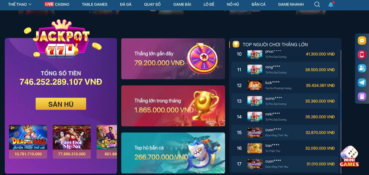 Giải thưởng Jackpot trên ứng dụng HI88